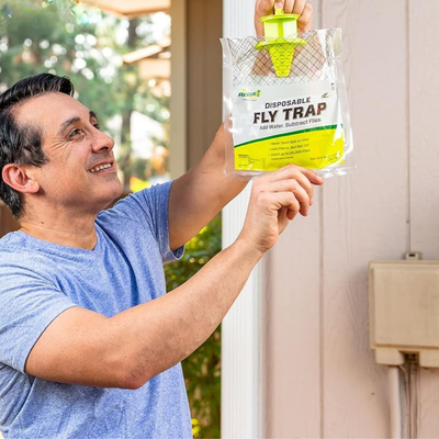FlyDrop 6 Pack - Outdoor Disposable Hanging Fly Traps